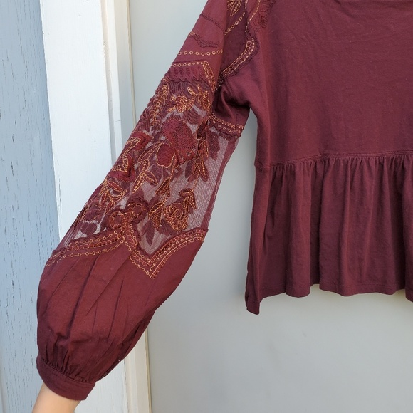 Free People Embroidered Penny Tee Floral Top - Picture 5 of 7